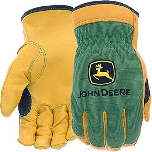 Imagem de Luvas masculinas John Deere JD00008-2XL de couro de pele de veado de grão superior, resistente à abrasão, bronzeado, verde, resistente à água, 2GG