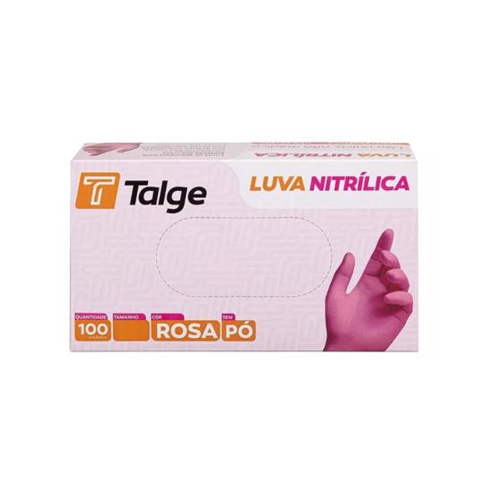 Imagem de Luvas Nitrílica Rosa Talge Sem Pó Descartavel Cx 100