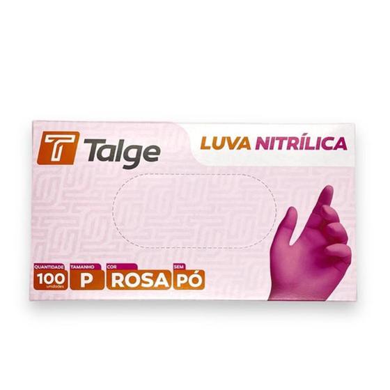 Imagem de Luvas Nitrílicas Talge Tam. P Sem Pó Rosa - (100 Unidades)