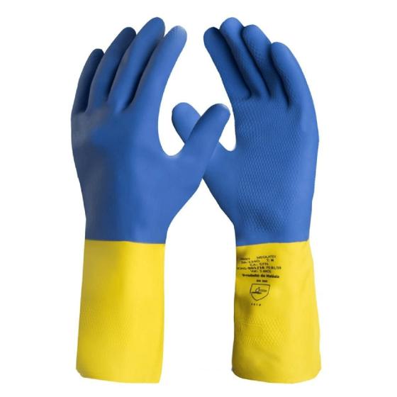 Imagem de Luvas Revest Latex Azul C/ Amarelo Tam.10  C.a C.a 33.333  Super Safety