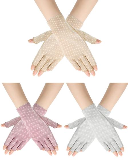 Imagem de Luvas Sem Dedos Geyoga com Proteção UV - Pacote com 3 Pares