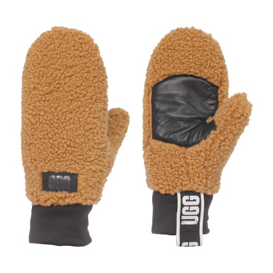 Imagem de Luvas UGG Uggfluff com Logo - Fita de Poliéster Macio Marrom
