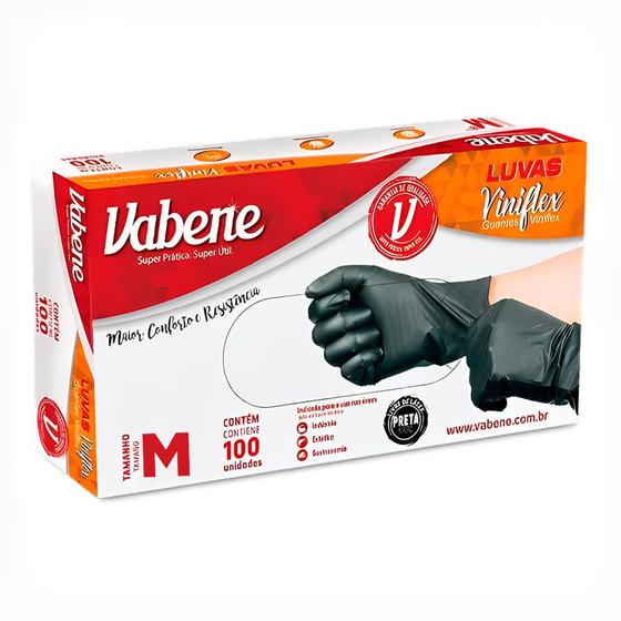 Imagem de Luvas Vabene Viniflex Preta M Com 100 Unidades