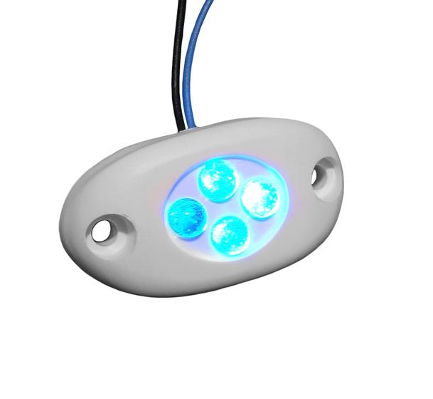 Imagem de Luz Cortesia Capa Oval Branca 4 Leds 12v Luz Azul Barco