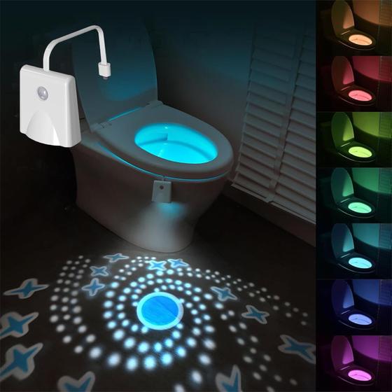 Imagem de Luz de Banheiro LED VEEKI com Sensor de Movimento - 16 Cores e Projetor de Estrelas