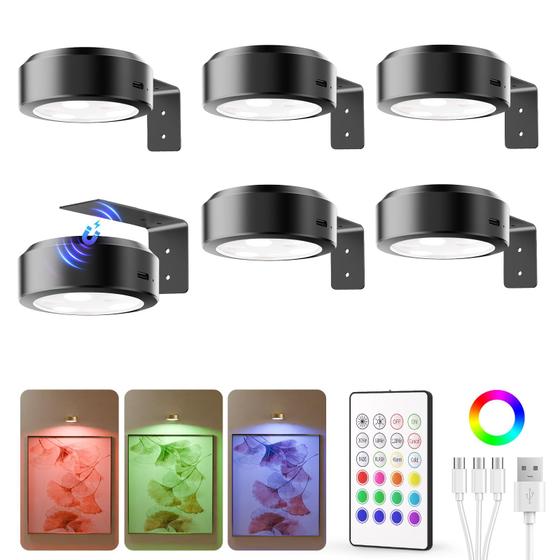 Imagem de Luz de Parede EZVALO com Controle Remoto - Kit com 6 Peças - Muda de Cor