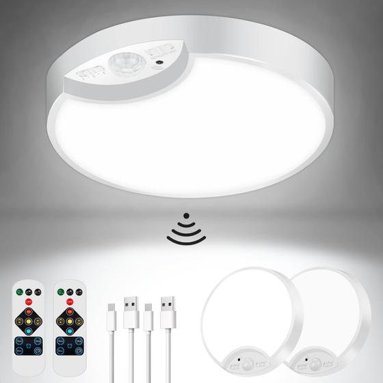 Imagem de Luz de Teto com Sensor de Movimento Recarregável VerRon (2 Unidades) - 3500K