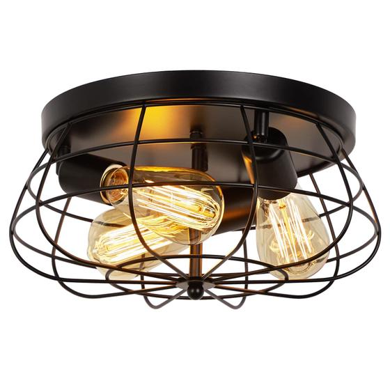 Imagem de Luz de teto foucasal Farmhouse Flush Mount Black 3-Light