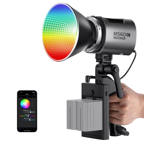 Imagem de Luz de Vídeo LED NEEWER MS60C RGBWW 65W - Controle Remoto 2.4G/APP