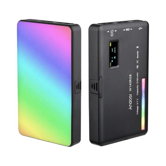 Imagem de Luz De Vídeo LED RGB 2500-9000K CRI95+ Com Display LCD E Cold Shoe Para Vlog, Transmissão Ao Vivo E