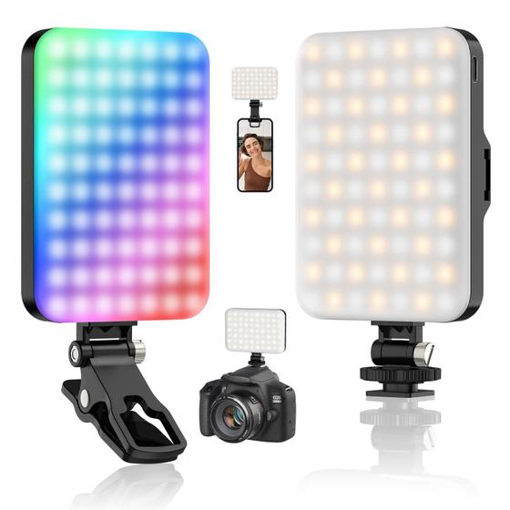 Imagem de Luz de Vídeo RGB Hagibis 360° - Totalmente Colorida com 3 Suportes Cold Shoe