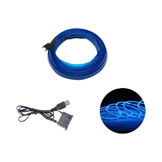 Imagem de Luz LED Azul para Carro - Iluminação Interna Flexível com USB - Fita de Néon DIY