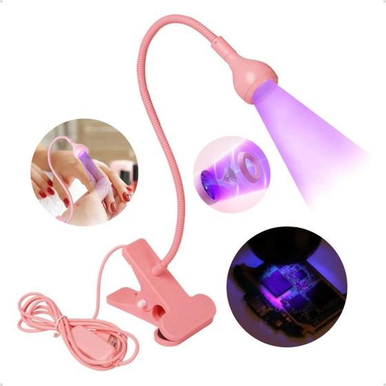 Imagem de luz led uv mini cabine lanterna clip de mesa secagem unha gel rosa