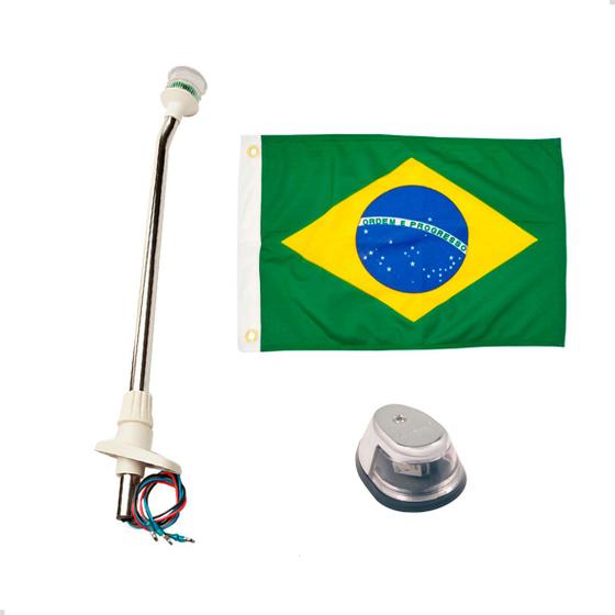 Imagem de  Luz Naveg Proa Bicolor Croma Led + Mastro Strobo + Bandeira