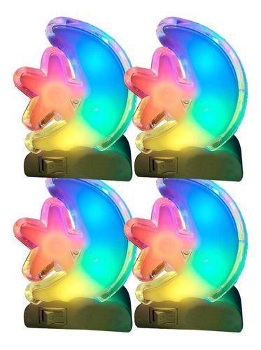 Imagem de Luz Noturna Abajur Tomada 4 Unidades Led Lampada Colorida