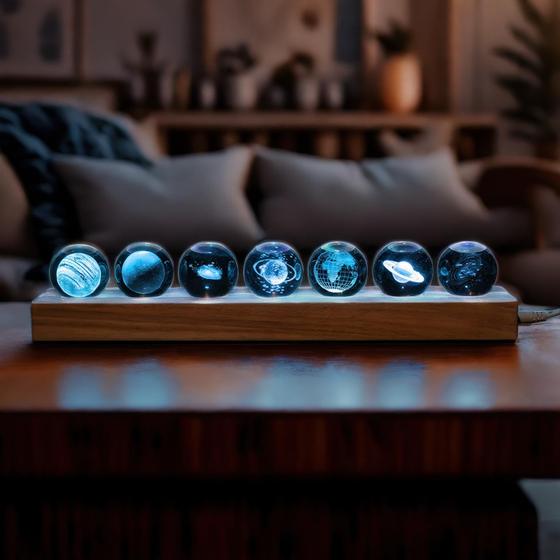 Imagem de Luz noturna NoelWink Planet Crystal Ball 7 unidades com base de LED