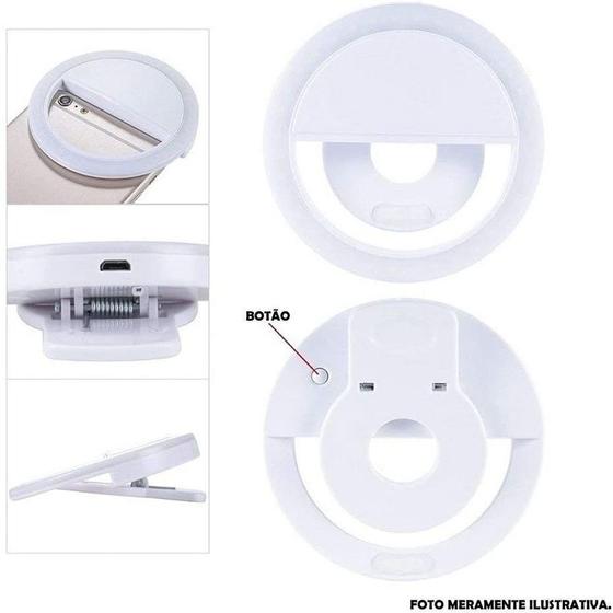 Imagem de Luz Para Selfie Ring Light Celular Carga Via Usb BRANCO