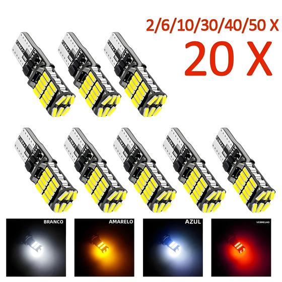 Imagem de Luzes de Carro LED Canbus T10 W5W 6000K - 26SMD - Pacote com 2/6/10/20/30 Peças