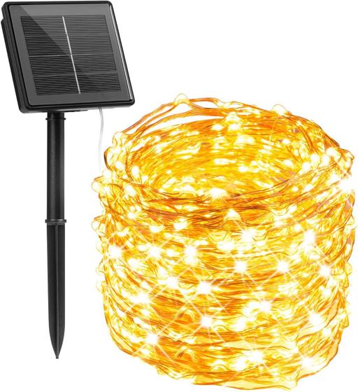 Imagem de Luzes de Cordão Solar Minetom 33m 100 LEDs - Branco Quente