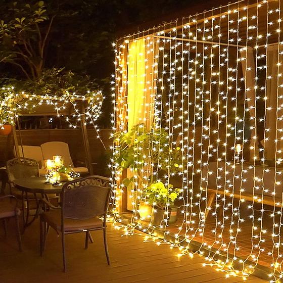 Imagem de Luzes de cortina de Natal JMEXSUSS 300 LED Warm White