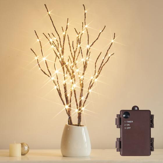 Imagem de Luzes de Fada com 70 LEDs - Galhos Iluminados 45cm com Timer