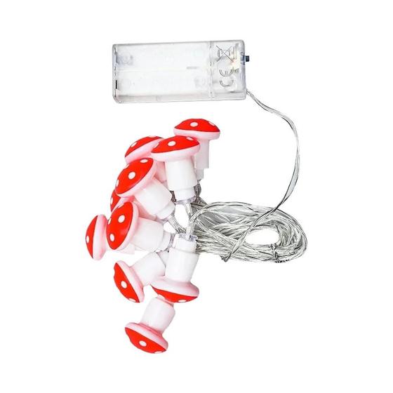 Imagem de Luzes de Fada LED Cogumelo - 20 LEDs USB e Bateria - Decoração para Festas e Natal