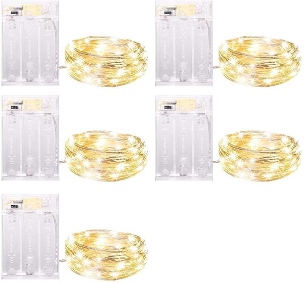Imagem de Luzes de Fada Minetom - 20 LEDs, 2m, 5 Pacotes com Bateria