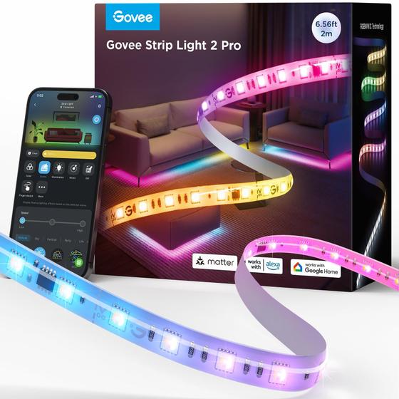 Imagem de Luzes de faixa de LED Govee RGBIC Strip Light 2 Pro 2m com matéria