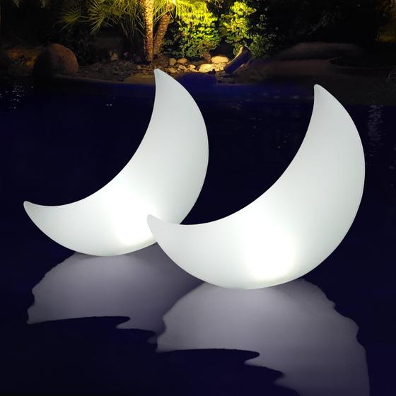 Imagem de Luzes de piscina flutuantes Goallim Crescent Moon Solar 58 cm, 2 unidades