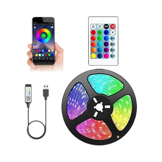 Imagem de Luzes de Tira LED RGB com Controle Bluetooth - 5V USB - Fita para TV e Decoração de Festa