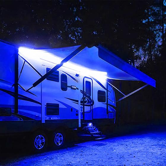 Imagem de Luzes de toldo de RV Lrimauix 5m azul LED 12V à prova d'água IP65