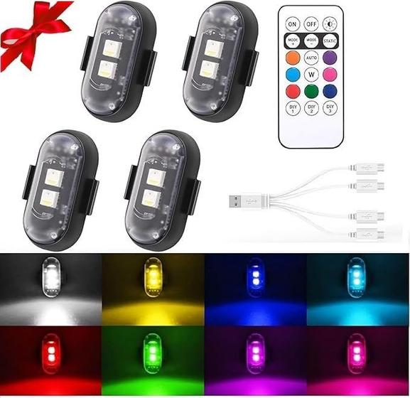Imagem de Luzes Estroboscópicas LED Sem Fio LRalchl - Kit com 4 Unidades e Controle Remoto