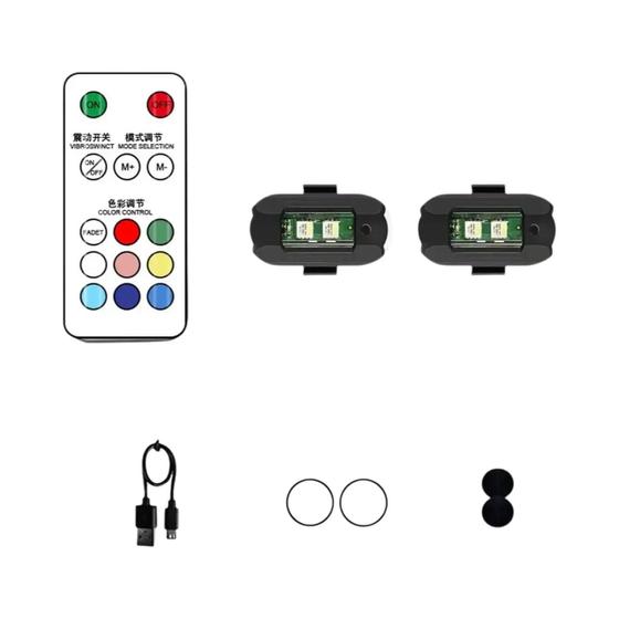 Imagem de Luzes Estroboscópicas LED USB Recarregáveis - 7 Cores - Para Drone e Motocicleta