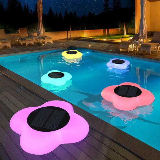 Imagem de Luzes flutuantes de piscina LED impermeável alimentado por energia solar Blibly