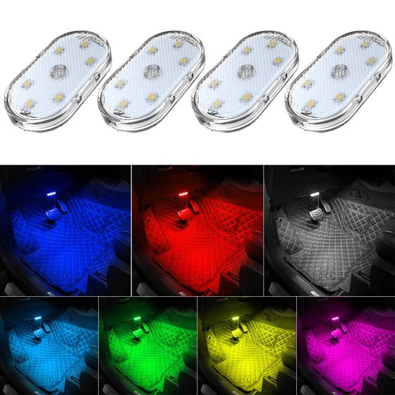 Imagem de Luzes LED de carro TEKSHINNY Interior USB sem fio de 7 cores