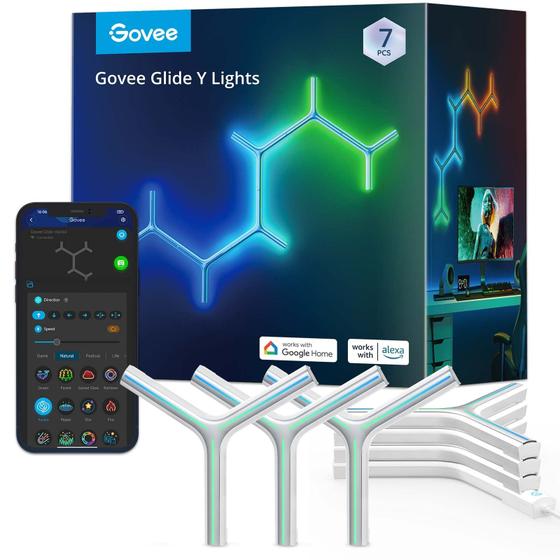 Imagem de Luzes LED para jogos Govee Glide Y RGBIC Smart Wi-Fi, pacote com 7