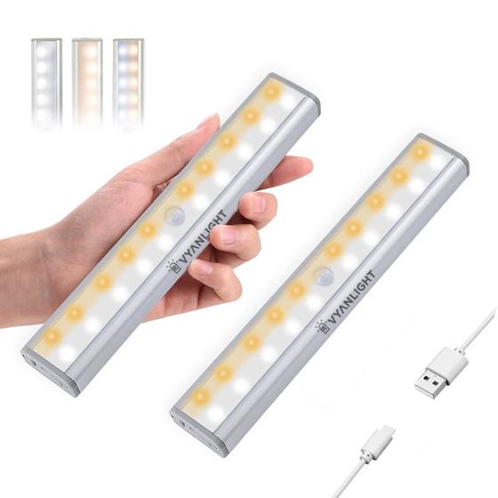 Imagem de Luzes LED Recarregáveis com Sensor de Movimento - 20 LEDs e 3 Modos de Cor