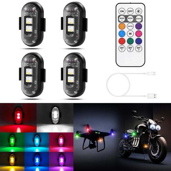 Imagem de Luzes LED sem fio Amiline para carro 4PCS com controle remoto