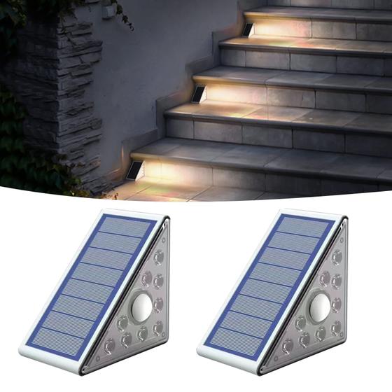 Imagem de Luzes LED SuperStairled Motion Sensor Solar Waterproof, pacote com 2 unidades