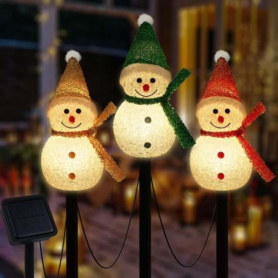 Imagem de Luzes solares de Natal LIGHTSHINE Snowman Shape 3 unidades