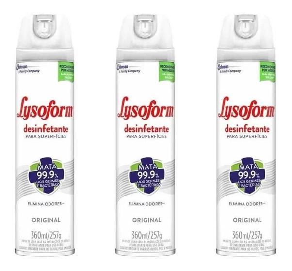 Lysoform Spray Original 360Ml Kit Com 3 Unidades Desinfetante