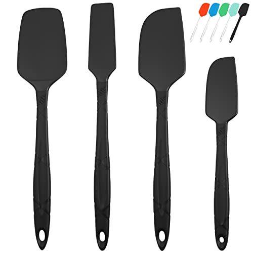 Imagem de M KITCHEN WORLD Silicone Spatula for Cooking 4 Pieces - Rubber Spatulas Heat Resistant, Assar Raspador de Espátula, Espátula Para Panela Antiaderente, Utensílios de cozinha seguros para mistura - Preto