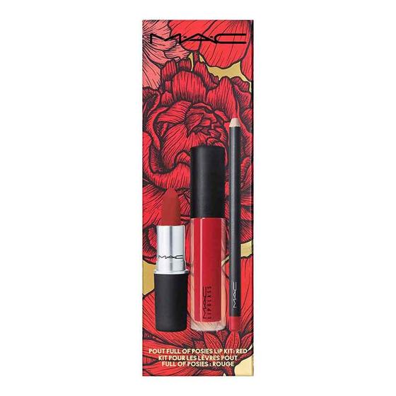 Imagem de Mac Pout Full of Posies Red Ruby Kit - Batom + Lápis Labial + Gloss