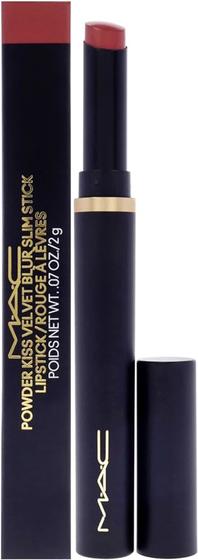 Imagem de MAC Powder Kiss Velvet Blur Slim Stick - Ladrillo a través de lápiz labial para mujer, 0.7 onzas