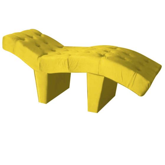 Imagem de Maca Estética Capitonê 60cm Cilios Sobrancelha Salão Depilação Tatuagem Maquiagem Suede Amarelo - D house Decor