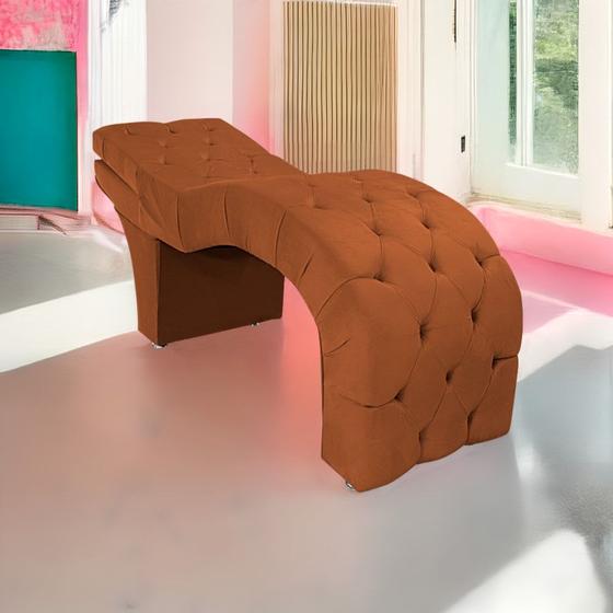 Imagem de Maca Estética com Encosto Dobrável Facial Capitonê Cílios Salão P02 Suede Terracota - Amarena Móveis