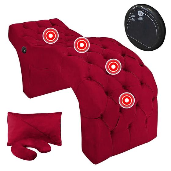 Imagem de Maca Mesa Profissional com Vibroterapia Massagem Clínica Veludo Vermelho SOFA STORE