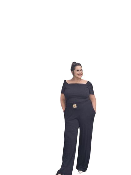 Imagem de Macacão 2268 Feminino Social Pantalona C/Cinto Plus Size Luxo Festa Viscolaycra