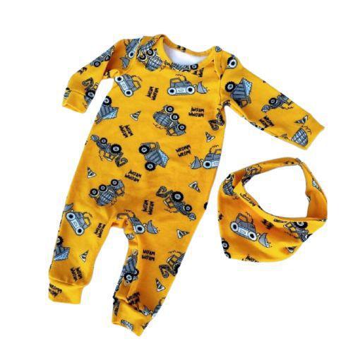 Imagem de Macacão bebê/infantil cotton estampado 2 peças - macacão e bandana