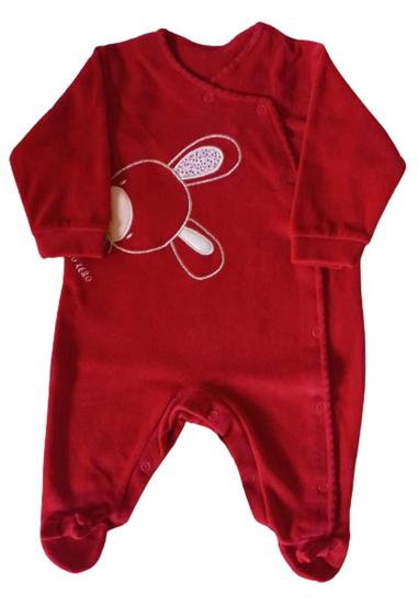 Imagem de Macacão Bebê Menina Plush com Pezinho Bordado Coelhinha Ano Zero